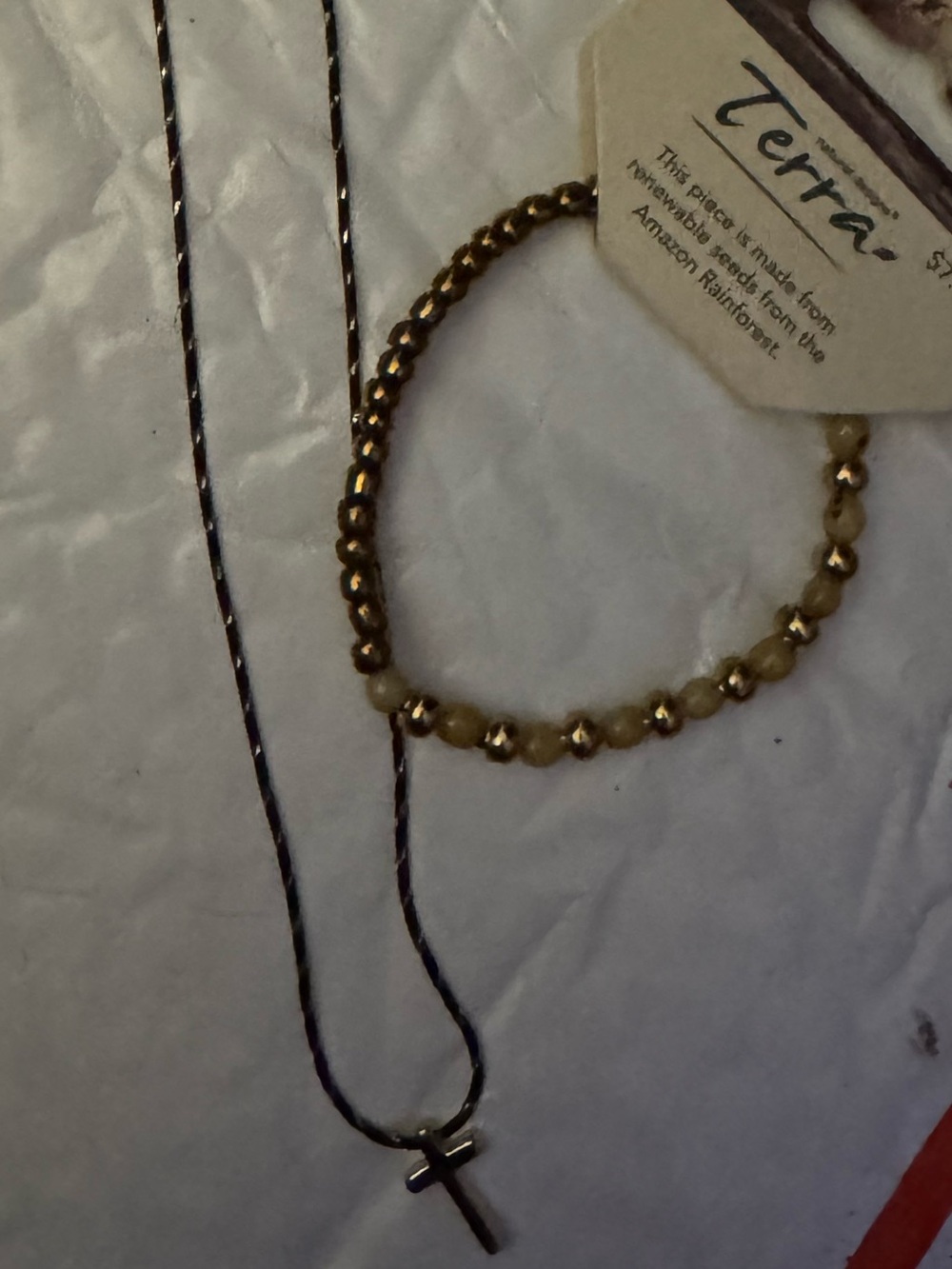 Necklace & bracelet NEW cross necklace rainforest bead bracelet